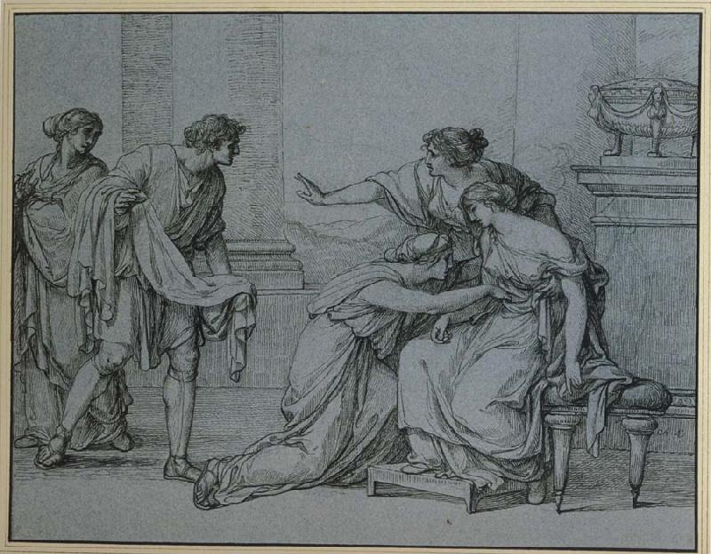 Angelika Kauffmann Ohnmacht der Julia, Gattin des Pompeius als sie dessen blutbefleckte Tunika erkennt oil painting image